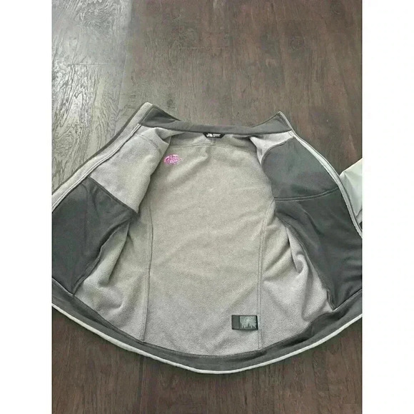 THE NORTH FACE Apex Bionic Soft Shell Fleece  Jacket Full Zip Grey & Pink‎ b40 - Picture 2 of 4